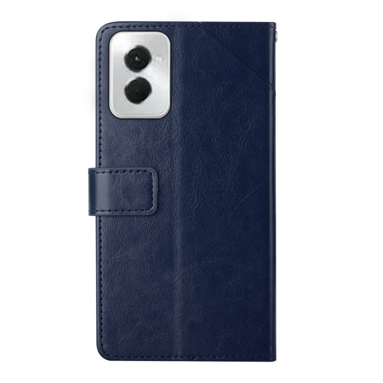 For Motorola Moto G Power 5G 2024 HT01 Y-shaped Pattern Flip Leather Phone Case(Blue) - Motorola Cases by buy2fix | Online Shopping UK | buy2fix