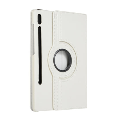 For Samsung Galaxy Tab S9 360 Degrees Rotation Holder Litchi Texture Leather Tablet Case(White) - Galaxy Tab S9 Cases by buy2fix | Online Shopping UK | buy2fix