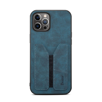 For iPhone 15 Pro Max Denior DV Elastic Card Slot PU Back Cover Phone Case(Blue) - iPhone 15 Pro Max Cases by Denior | Online Shopping UK | buy2fix