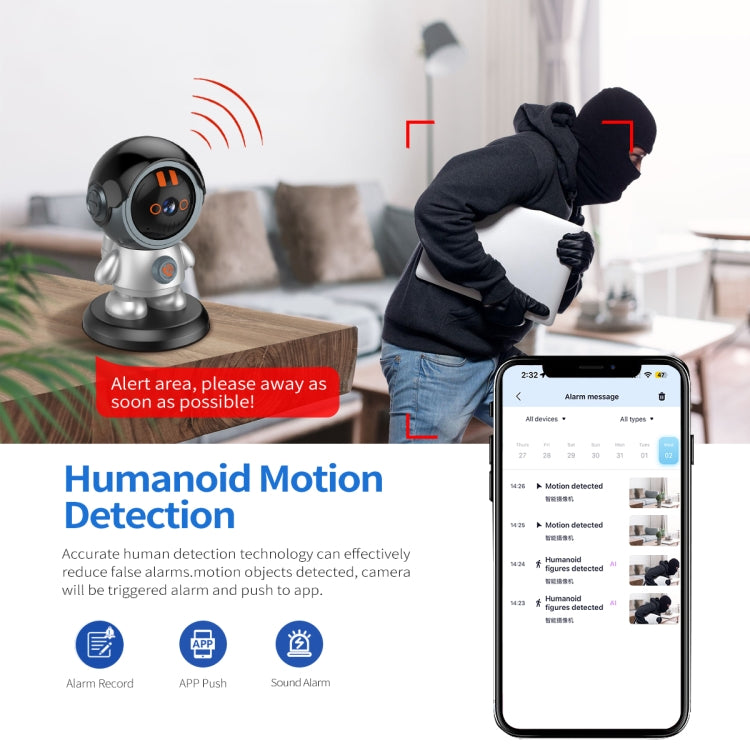 ESCAM PT302 Robot 3MP One Click Call Humanoid Detection WiFi IP Camera(US Plug) - Wireless Camera by ESCAM | Online Shopping UK | buy2fix