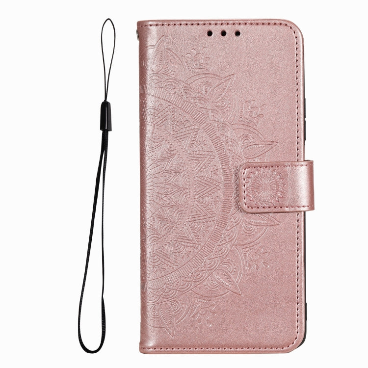 For iPhone 16 Totem Flower Embossed Leather Phone Case(Rose Gold) - iPhone 16 Cases by buy2fix | Online Shopping UK | buy2fix