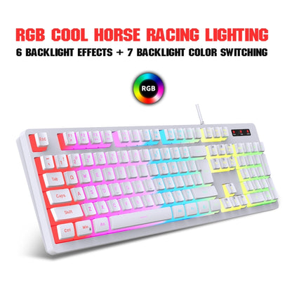 HXSJ L200 Wired RGB Backlit Keyboard 104 Pudding Key Caps(Black) - Wired Keyboard by HXSJ | Online Shopping UK | buy2fix