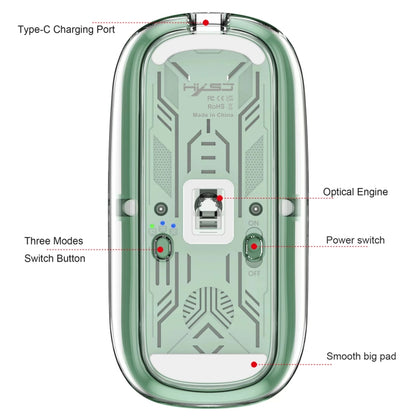 HXSJ T900 Transparent Magnet Three-mode Wireless Gaming Mouse(Orange) - Wireless Mice by HXSJ | Online Shopping UK | buy2fix