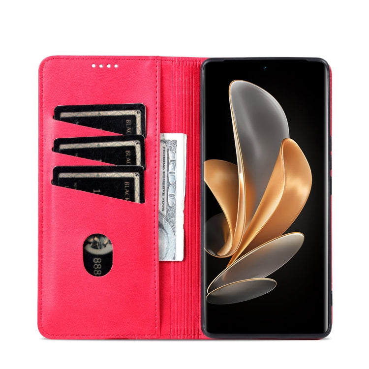 For OPPO Find X7 Ultra AZNS Magnetic Calf Texture Flip Leather Phone Case(Red) - OPPO Cases by AZNS | Online Shopping UK | buy2fix