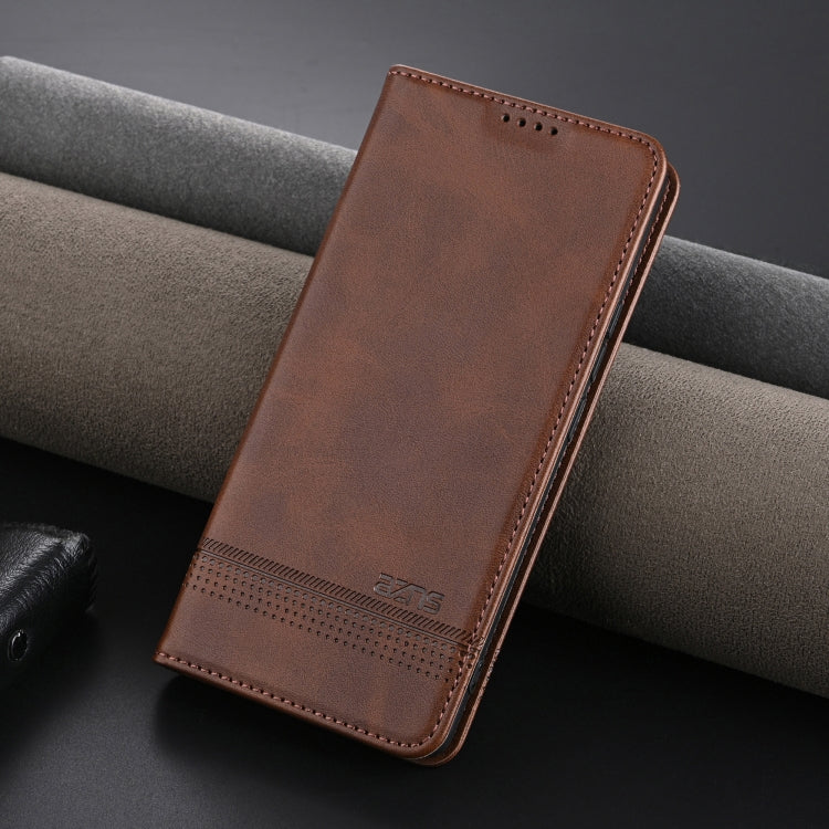 For OPPO Reno12 F 4G AZNS Magnetic Calf Texture Flip Leather Phone Case(Dark Brown) - Reno12 F Cases by AZNS | Online Shopping UK | buy2fix