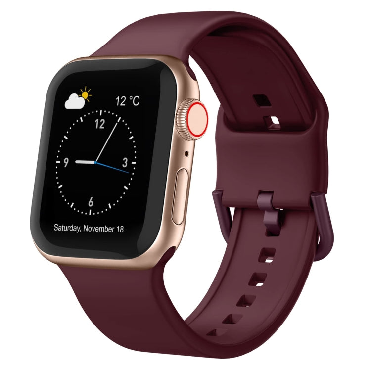 For Apple Watch Series 7 45mm Pin Buckle Silicone Watch Band(Wine Red) - Watch Bands by buy2fix | Online Shopping UK | buy2fix