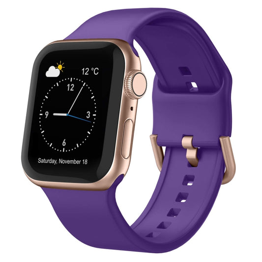 For Apple Watch Series 9 45mm Pin Buckle Silicone Watch Band(Purple) - Watch Bands by buy2fix | Online Shopping UK | buy2fix