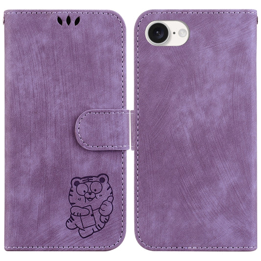 For iPhone SE 2024 Little Tiger Embossed Leather Phone Case(Purple) - More iPhone Cases by buy2fix | Online Shopping UK | buy2fix