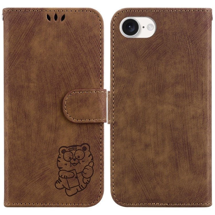 For iPhone SE 2024 Little Tiger Embossed Leather Phone Case(Brown) - More iPhone Cases by buy2fix | Online Shopping UK | buy2fix