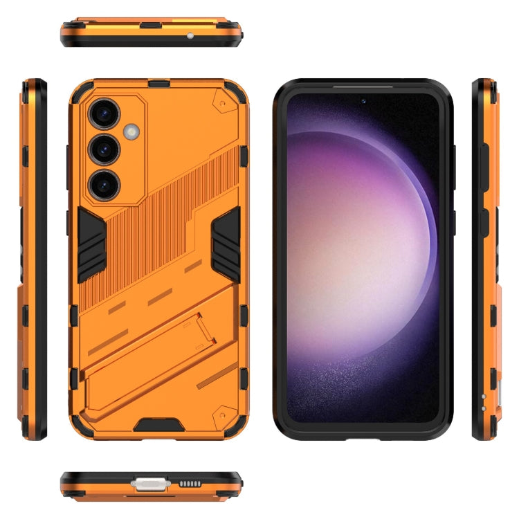 For Samsung Galaxy S23 FE 5G Punk Armor 2 in 1 PC + TPU Shockproof Phone Case with Invisible Holder(Orange) - Galaxy S23 FE 5G Cases by buy2fix | Online Shopping UK | buy2fix