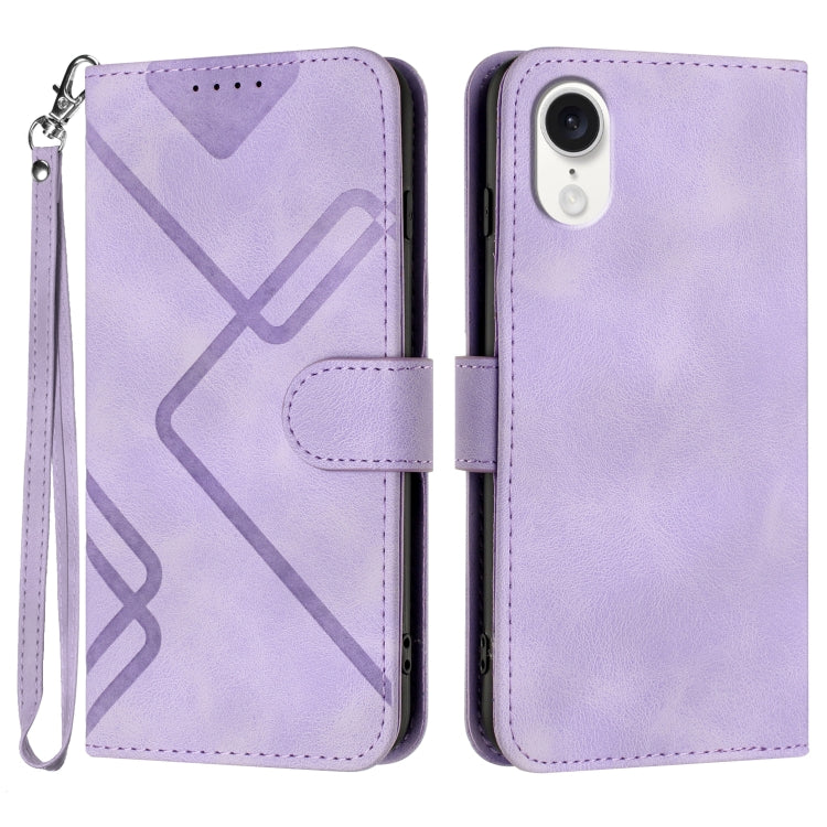 For iPhone SE 2024 Line Pattern Skin Feel Leather Phone Case(Light Purple) - More iPhone Cases by buy2fix | Online Shopping UK | buy2fix