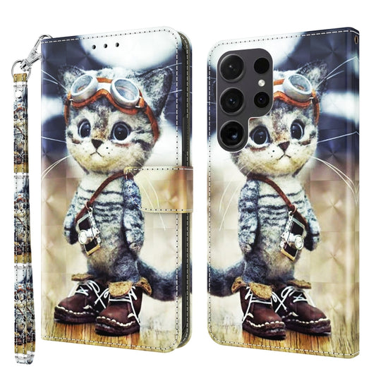 For Samsung Galaxy S24 Ultra 5G 3D Painted Leather Phone Case(Naughty Cat) - Galaxy S24 Ultra 5G Cases by buy2fix | Online Shopping UK | buy2fix
