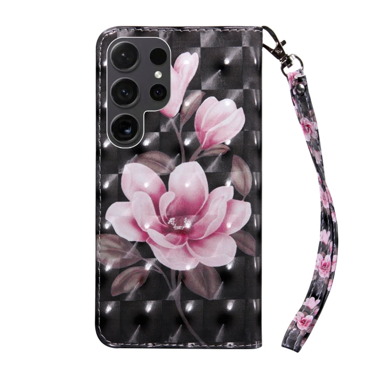 For Samsung Galaxy S24 Ultra 5G 3D Painted Leather Phone Case(Pink Flower) - Galaxy S24 Ultra 5G Cases by buy2fix | Online Shopping UK | buy2fix