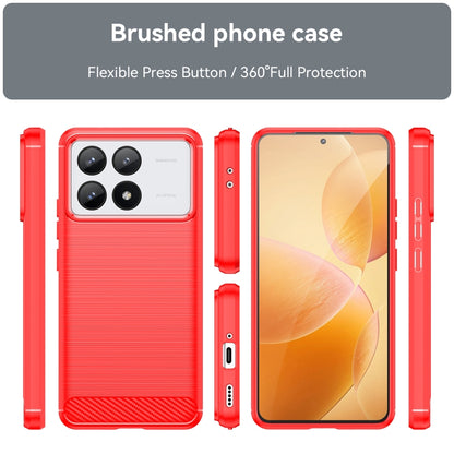 For Xiaomi Redmi K70 Pro Brushed Texture Carbon Fiber TPU Phone Case(Red) - K70 Pro Cases by buy2fix | Online Shopping UK | buy2fix