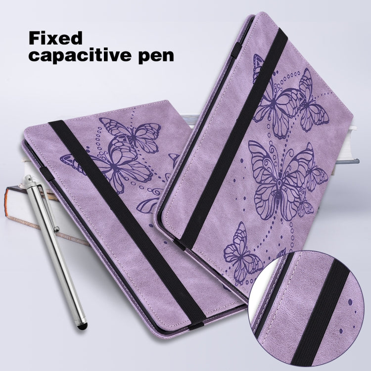 For Samsung Galaxy Tab S9 Embossed Butterfly Pattern Leather Tablet Case(Purple) - Galaxy Tab S9 Cases by buy2fix | Online Shopping UK | buy2fix