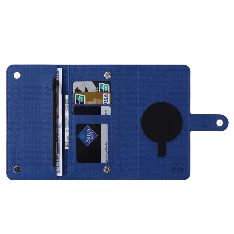 For iPhone 15 Pro ViLi GHB Series MagSafe Magnetic Zipper Leather Phone Case(Blue) - iPhone 15 Pro Cases by ViLi | Online Shopping UK | buy2fix