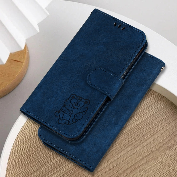 For Motorola Moto G Play 4G 2024 Little Tiger Embossed Leather Phone Case(Dark Blue) - Motorola Cases by buy2fix | Online Shopping UK | buy2fix