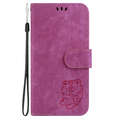 For Motorola Moto G Play 4G 2024 Little Tiger Embossed Leather Phone Case(Rose Red) - Motorola Cases by buy2fix | Online Shopping UK | buy2fix