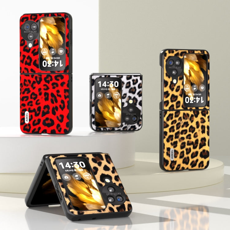 For OPPO Find N3 Flip ABEEL Black Edge Leopard Phone Case(Leopard Print) - Find N3 Flip Cases by buy2fix | Online Shopping UK | buy2fix