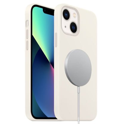 For iPhone 13 mini MagSafe Liquid Silicone Full Coverage Phone Case(White) - iPhone 13 mini Cases by buy2fix | Online Shopping UK | buy2fix