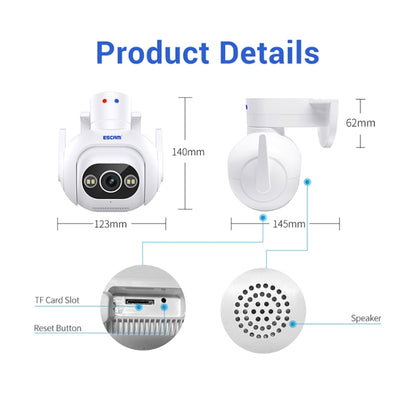 ESCAM PT304 HD 4MP Humanoid Detection Tracking WiFi Connection Sound Alarm Intelligent Night Vision H.265 Camera(EU Plug) - Wireless Camera by ESCAM | Online Shopping UK | buy2fix