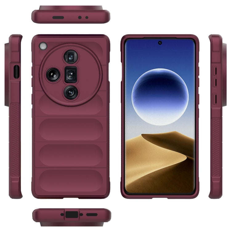 For OPPO Find X7 Ultra 5G Magic Shield TPU + Flannel Phone Case(Wine Red) - Find X7 Ultra Cases by buy2fix | Online Shopping UK | buy2fix