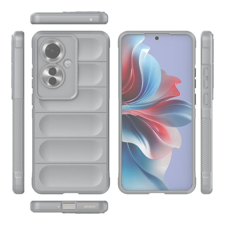 For OPPO Reno11 F 5G Global Magic Shield TPU + Flannel Phone Case(Grey) - Reno11 F Cases by buy2fix | Online Shopping UK | buy2fix