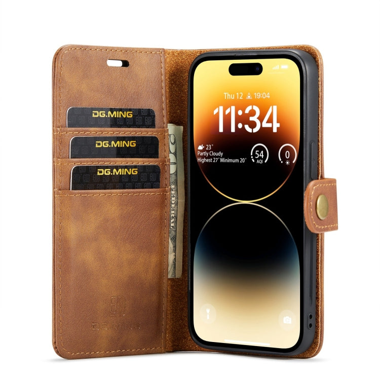 For iPhone 15 Pro Max DG.MING Crazy Horse Texture Detachable Magnetic Leather Phone Case(Brown) - iPhone 15 Pro Max Cases by DG.MING | Online Shopping UK | buy2fix