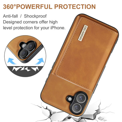 For iPhone 16 Plus DG.MING M1 Series 3-Fold Multi Card Wallet Leather Phone Case(Brown) - iPhone 16 Plus Cases by DG.MING | Online Shopping UK | buy2fix