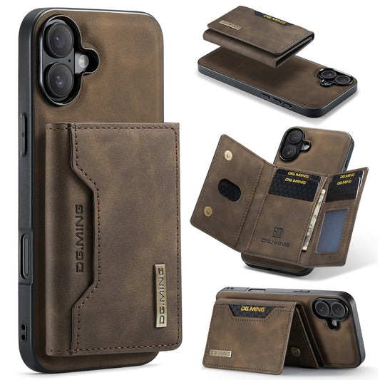 For iPhone 16 Plus DG.MING M2 Series 3-Fold Card Bag Wallet Leather Phone Case(Coffee) - iPhone 16 Plus Cases by DG.MING | Online Shopping UK | buy2fix