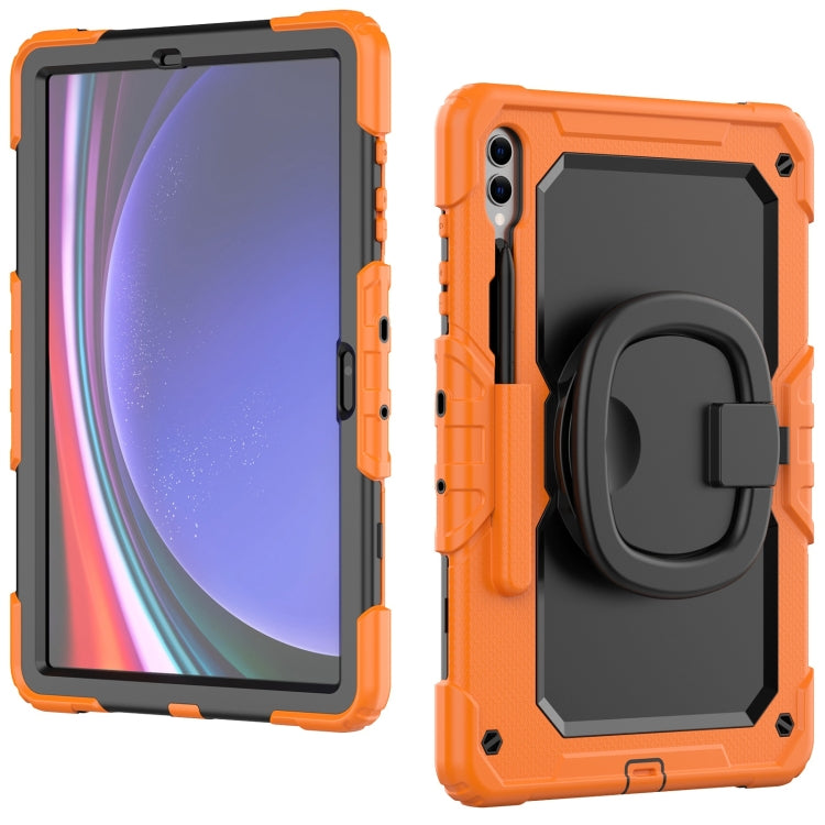 For Samsung Galaxy Tab S9+ D Type Silicone Hybrid PC Tablet Case with Handle Holder(Orange) - Galaxy Tab S9+ Cases by buy2fix | Online Shopping UK | buy2fix