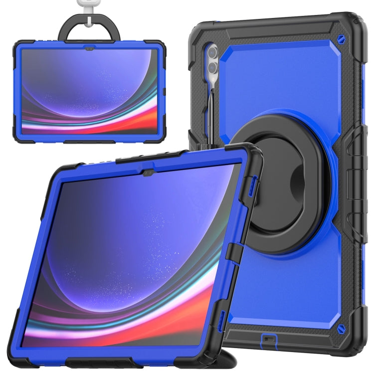 For Samsung Galaxy Tab S10 Ultra D Type Silicone Hybrid PC Tablet Case with Handle Holder(Blue PC) - Galaxy Tab S9 Ultra Cases by buy2fix | Online Shopping UK | buy2fix