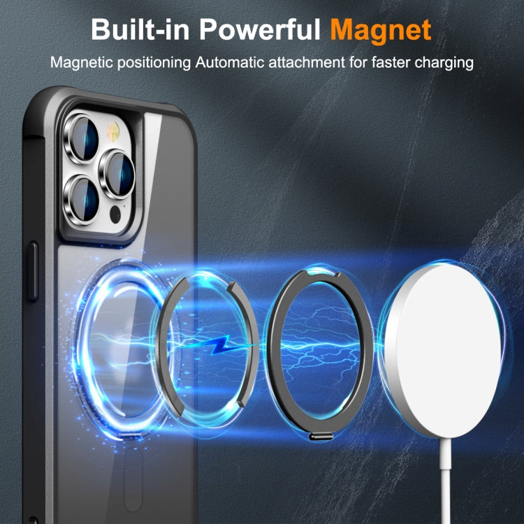 For iPhone 14 Pro MagSafe Magnetic Rotating Holder Phone Case(Black) - iPhone 14 Pro Cases by buy2fix | Online Shopping UK | buy2fix