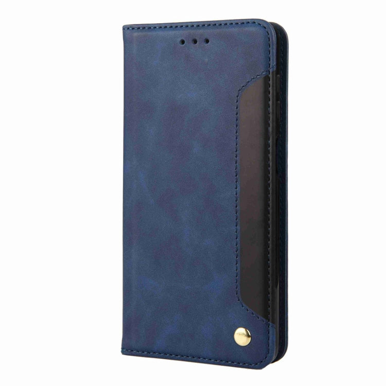 For iPhone 16 Pro Skin Feel Splicing Leather Phone Case(Blue) - iPhone 16 Pro Cases by buy2fix | Online Shopping UK | buy2fix