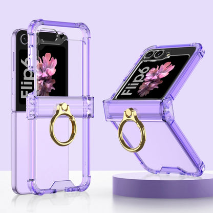 For Samsung Galaxy Z Flip6 Gkk Airbag Hinge Silicone Phone Case with Ring Holder(Transparent Purple) - Galaxy Z Flip6 5G Cases by GKK | Online Shopping UK | buy2fix