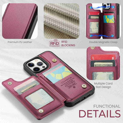 For iPhone 12 Pro Max CaseMe C22 Card Slots Holder RFID Anti-theft Phone Case(Wine Red) - iPhone 12 Pro Max Cases by CaseMe | Online Shopping UK | buy2fix