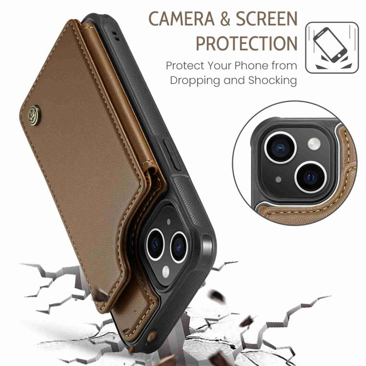 For iPhone 14 Plus CaseMe C22 Card Slots Holder RFID Anti-theft Phone Case(Brown) - iPhone 14 Plus Cases by CaseMe | Online Shopping UK | buy2fix