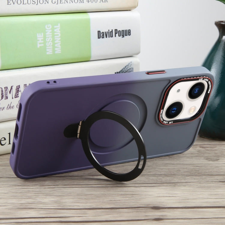 For iPhone 14 Plus Gradient MagSafe Holder Liquid TPU Hybrid PC Phone Case(Blue Purple) - iPhone 14 Plus Cases by buy2fix | Online Shopping UK | buy2fix