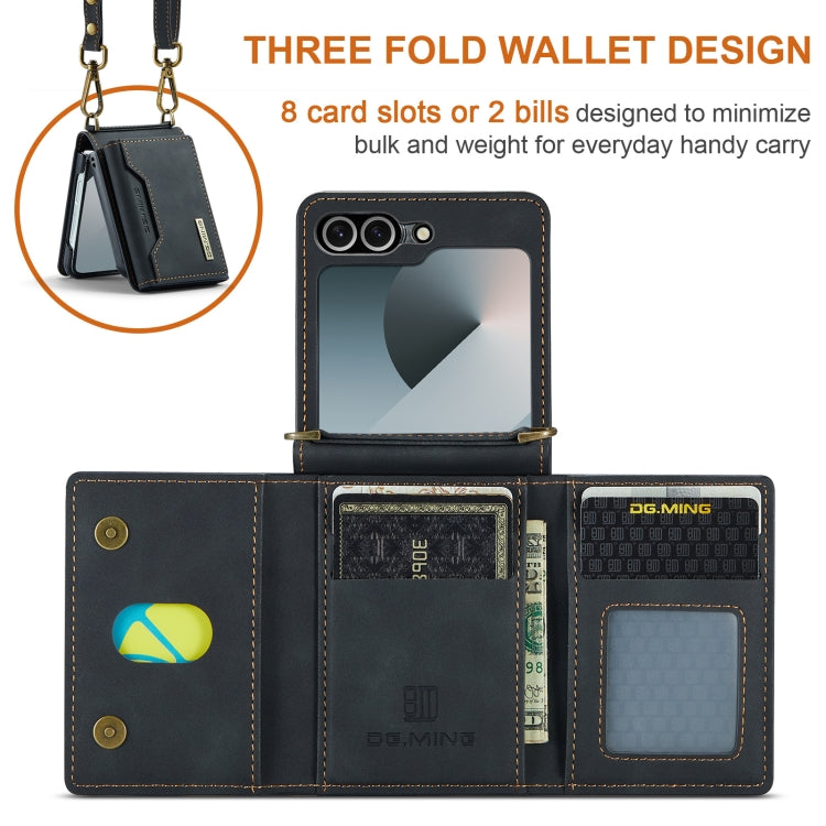 For Samsung Galaxy Z Flip6 DG.MING M2 Series Card Bag Magnetic Leather Phone Case(Black) - Galaxy Z Flip6 5G Cases by DG.MING | Online Shopping UK | buy2fix