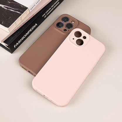 For iPhone 12 Pro Pure Color Liquid Silicone Fine Pore Phone Case(Grey Pink) - iPhone 12 / 12 Pro Cases by buy2fix | Online Shopping UK | buy2fix