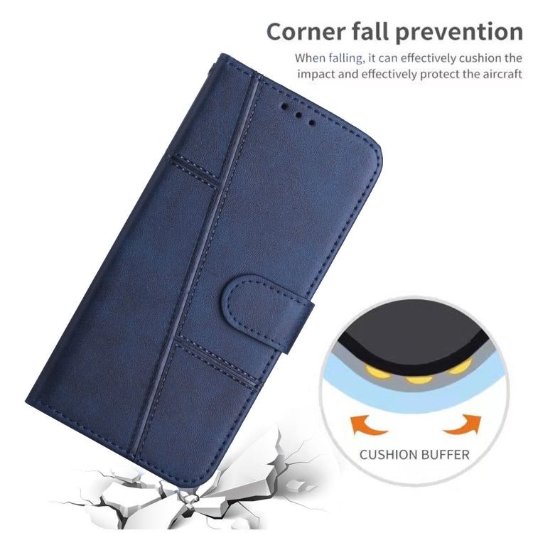 For Motorola Moto G Stylus 5G 2024 Stitching Calf Texture Buckle Leather Phone Case(Blue) - Motorola Cases by buy2fix | Online Shopping UK | buy2fix