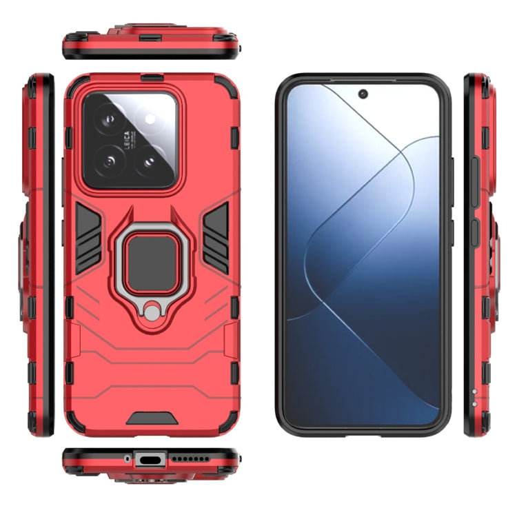 For Xiaomi 14 Shockproof PC + TPU Holder Phone Case(Red) - 14 Cases by buy2fix | Online Shopping UK | buy2fix