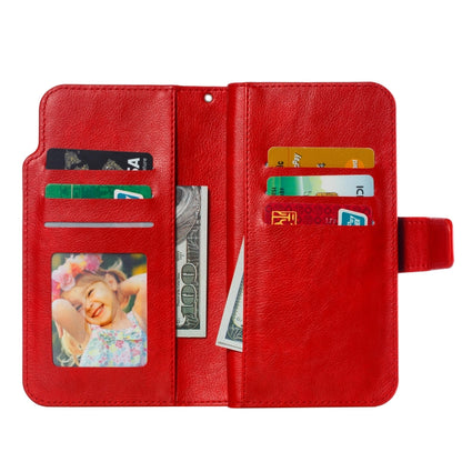 For iPhone 16 Plus Tri-Fold 9-Card Wallets Leather Phone Case(Red) - iPhone 16 Plus Cases by buy2fix | Online Shopping UK | buy2fix