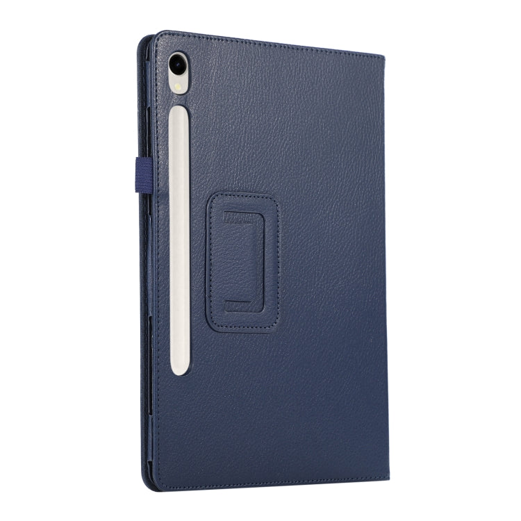 For Samsung Galaxy Tab S9 Litchi Texture Leather Tablet Case with Holder(Dark Blue) - Other Galaxy Tab PC by buy2fix | Online Shopping UK | buy2fix