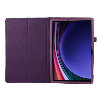 For Samsung Galaxy Tab S9 Litchi Texture Leather Tablet Case with Holder(Purple) - Other Galaxy Tab PC by buy2fix | Online Shopping UK | buy2fix