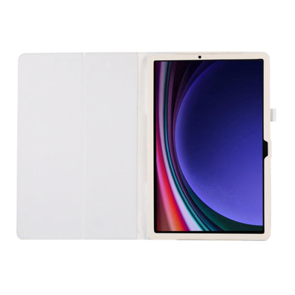 For Samsung Galaxy Tab S9 Litchi Texture Leather Tablet Case with Holder(White) - Other Galaxy Tab PC by buy2fix | Online Shopping UK | buy2fix