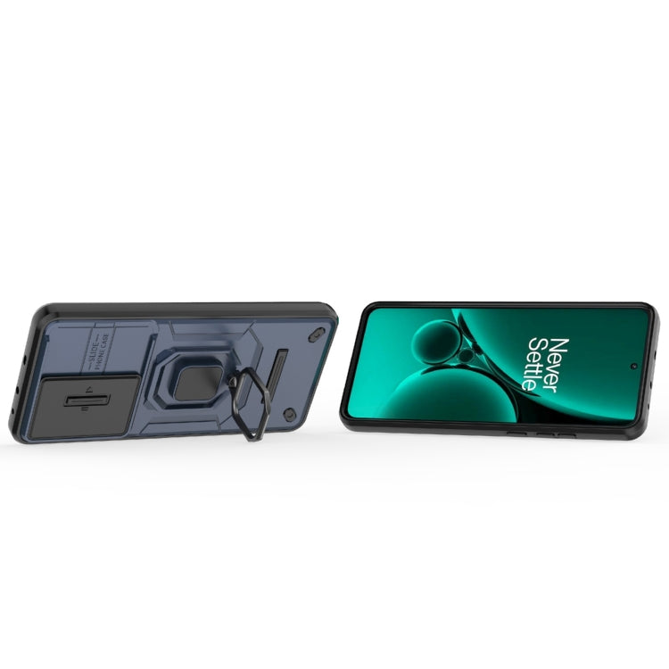 For OnePlus Nord CE3 5G Sliding Camshield TPU + PC Shockproof Phone Case with Holder(Blue) - OnePlus Cases by buy2fix | Online Shopping UK | buy2fix
