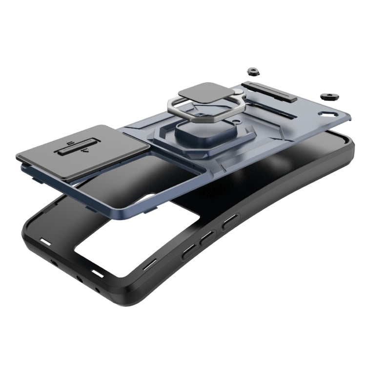 For OnePlus Nord CE 3 Lite 5G Sliding Camshield TPU + PC Shockproof Phone Case with Holder(Black) - OnePlus Cases by buy2fix | Online Shopping UK | buy2fix
