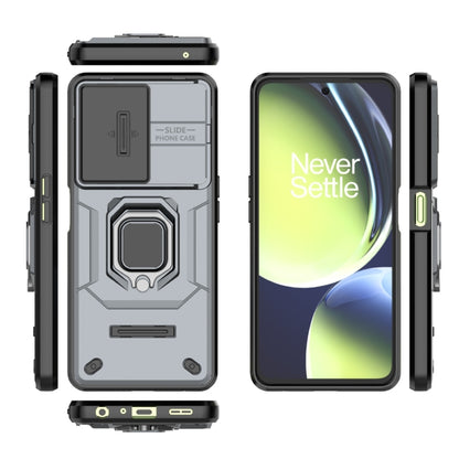For OnePlus Nord CE 3 Lite 5G Sliding Camshield TPU + PC Shockproof Phone Case with Holder(Grey) - OnePlus Cases by buy2fix | Online Shopping UK | buy2fix