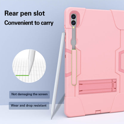 For Samsung Galaxy Tab S9+ Contrast Color Silicone PC Tablet Case with Holder(Rose Gold) - Galaxy Tab S9+ Cases by buy2fix | Online Shopping UK | buy2fix